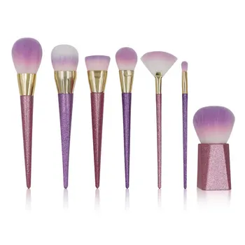 

7 Pcs/Set Glitter Purple Pro Makeup Brush Kits For Blusher Concealer Eye Shadow Foundation Powder Cosmetics Tool