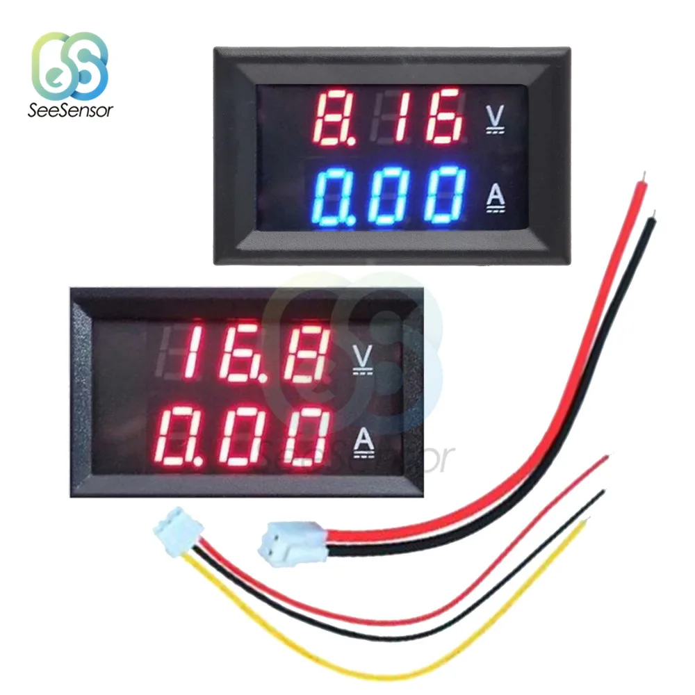 

Mini Digital Voltmeter Ammeter DC 100V 10A Voltmeter Current Meter Tester Panel Red Blue / Red Red Dual LED Display