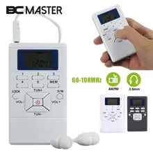 BCMaster Портативный мини карманный персональный портативный цифровой дисплей fm-радио приемник с наушником с питанием от аккумуляторной батареи AAA