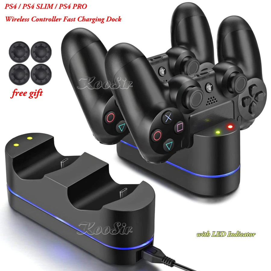 

2019 New Upgraded PS4/Slim/Pro Controller Charger PS 4 Charging Station Dock LED for Sony Playstation Dualshock 4 Gamepad