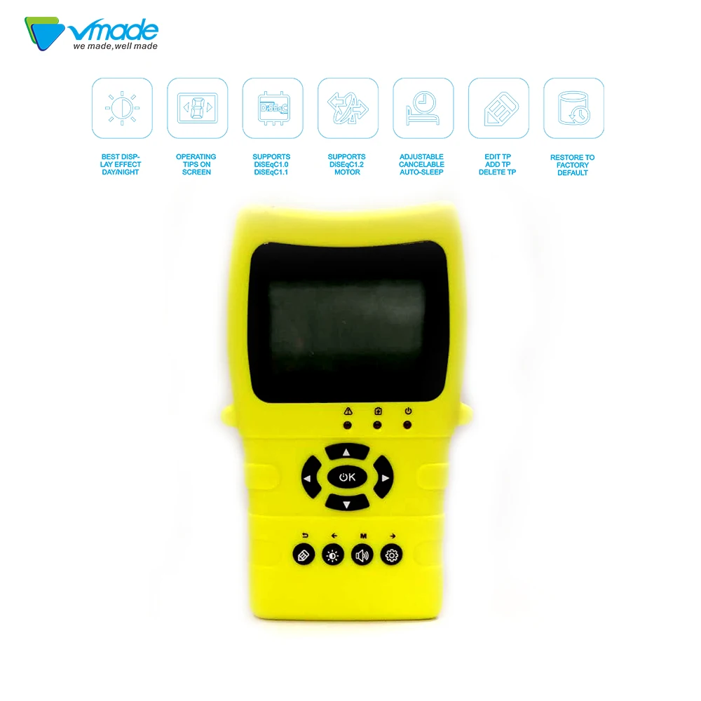 

Vmade Satlink-TM8511 Fast-charging Li-ion battery Digital MPEG-4 DVB S2 Satellite Meter Sat finder 1080P Satellite Signal Finder