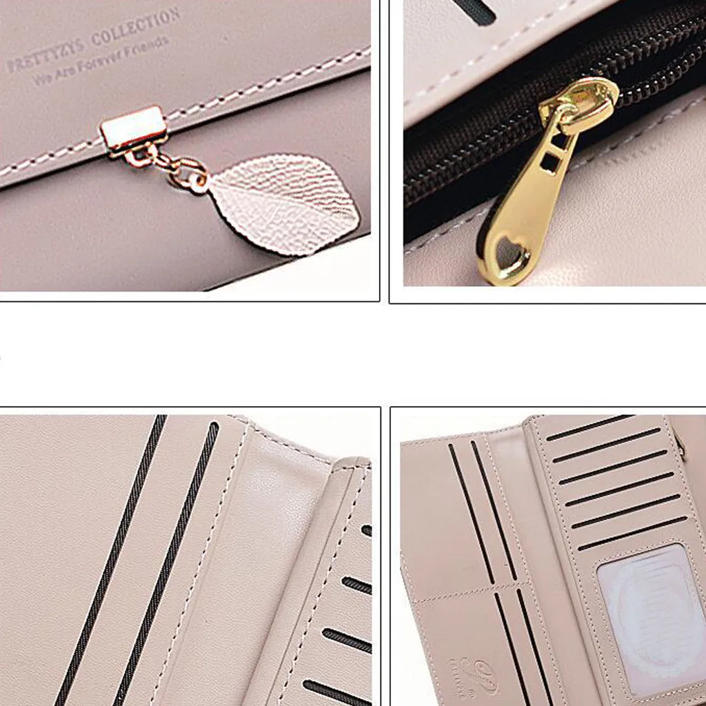 Женское портмоне, длинный Многофункциональный кошелёк для карт складной Одноцветный портативный Простая Компактная сумка Portamonete d