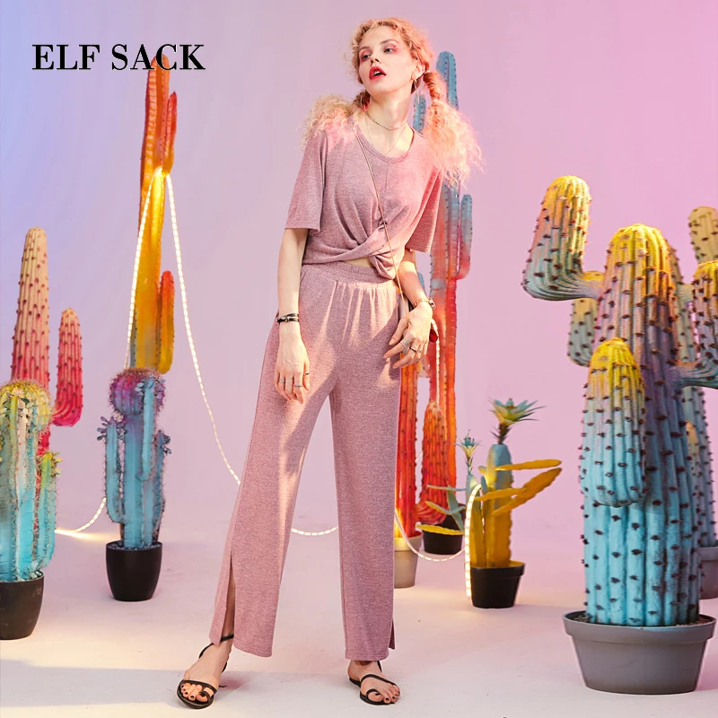 ELFSACK новые весенние однотонные Прямые повседневные женские широкие брюки 2020