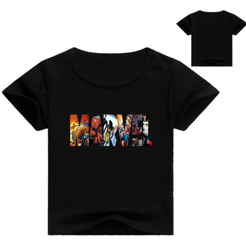 color at picture Летняя одежда для маленьких мальчиков хлопковые футболки с короткими рукавами детская одежда с героями мультфильмов Marvel Comics для маленьких девочек футболки - Цвет: color at picture