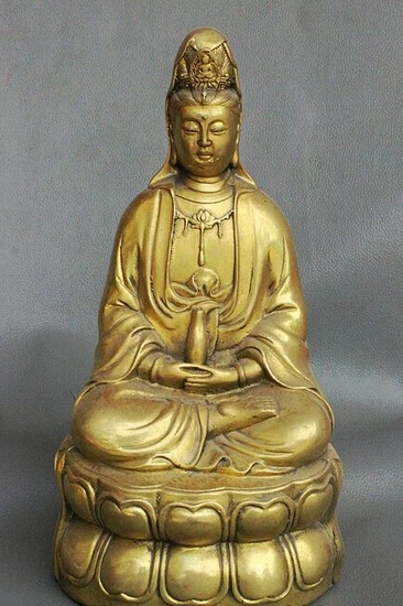 SUIRONG 1227 + 11 &quotКитайский висячий латунный стул Lotus GuanYin Kwan-yin богиня ваза с Буддой