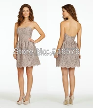 Neue 2014 Elegante Trägerlosen Ausschnitt A-linie Kurze Kleid Ärmellose Spitze Cocktailkleider