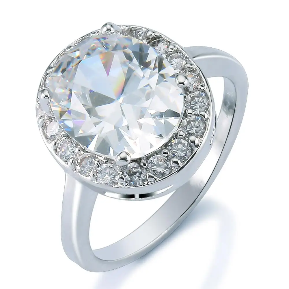 Shiny Fashion CZ Diamond Jewelry White Gold Plated Rings luxury