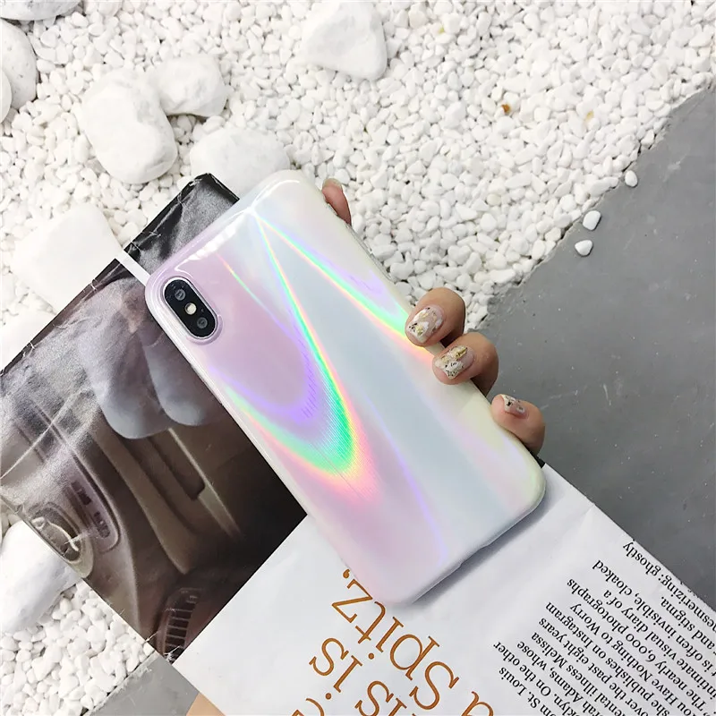 

Luxury Aurora Laser Marble Case for iphone X XR XS XS Max Glossy Soft Silicone Case For iphone 6 6s 7 8 7plus Phone Back Cover