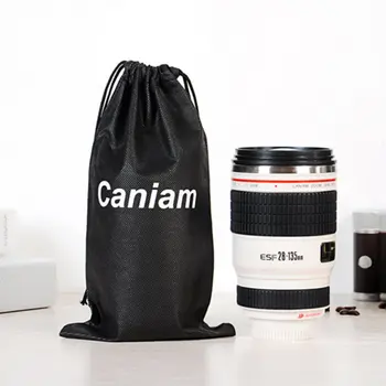 

Creative fun black white stainless steel lens cup creative insulation cup realistic camera lens cup fun gift