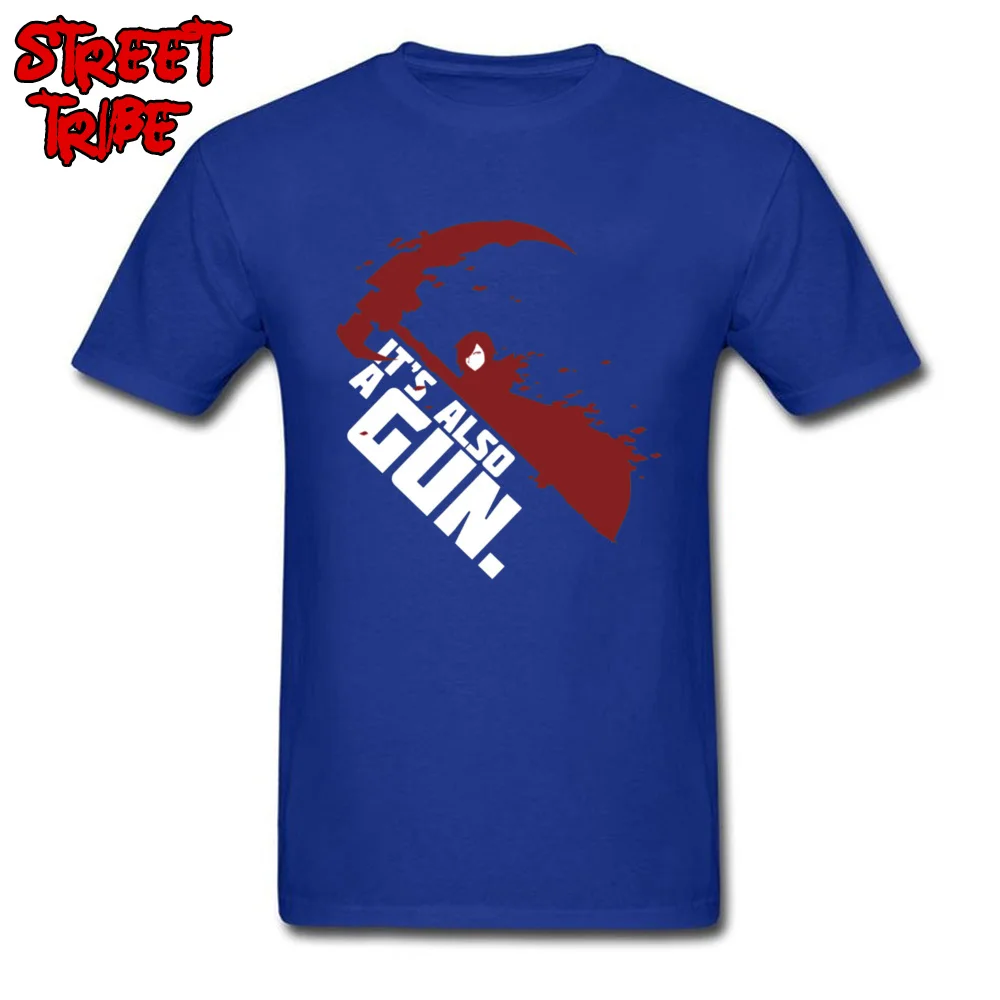 Comics A Gun -3100 Tops Shirt for Men Brand New Summer/Fall Crew Neck Cotton Short Sleeve T Shirt Custom Tee Shirt A Gun -3100 blue