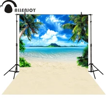 Allenjoy Фото фоны пляж волны кокосовое дерево голубое небо облако фотосессия фотостудия фотобудка фантазия