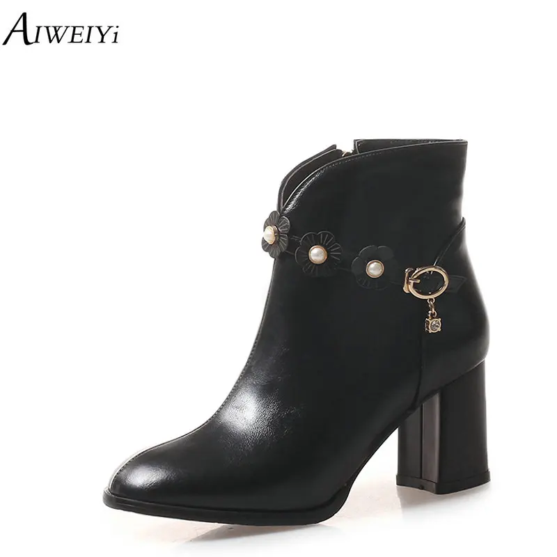 

AIWEIYi New Fashion Sexy Women's Ankle Boots Side Zip High Heels Punk Platform Women Autumn Winter Snow Boots Ladies Shoes
