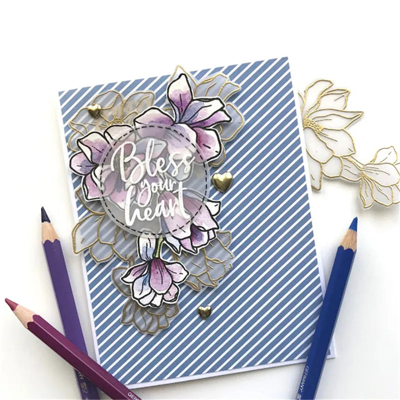 

InLoveArts 11*16cm 6Pcs/Lot New Clear Stamps and Dies for Card Scrapbooking Album Alphabet Embossing Craft Silicone Transparent