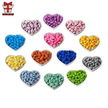 

BOBO.BOX 100Pcs Silicone Beads Lentil 12mm Baby Teething Toys BPA Free Silicone Teether DIY Necklace Jewelry Pearl Baby Care