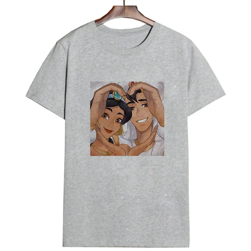 Женская одежда Новая летняя тонкая футболка женская мода принцесса уличная одежда для отдыха с круглым вырезом забавная Женская футболка Топы - Цвет: 1852-gray