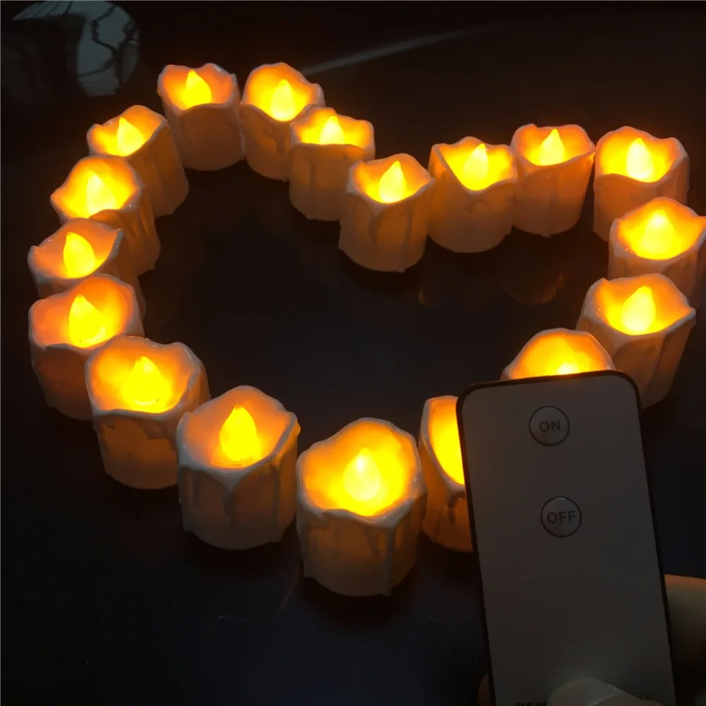 Pack of 12 Tear Drop Flameless Led Candles Remote Control, bougie Bulk