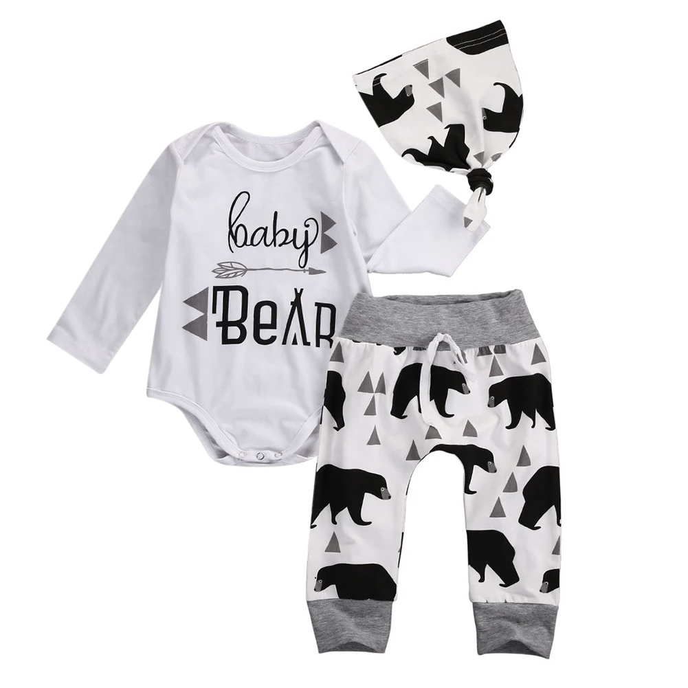 

Fancy Newborn Baby Boys Girls Tops Romper Pants Hat 3PCS Outfits Set Christmas Clothes