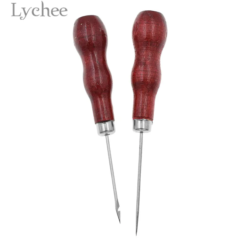 Lychee 2pcs Sewing Punch Hole Hook Awl Leather Cone Tools DIY Leathercrafts Sewing Tools Accessory