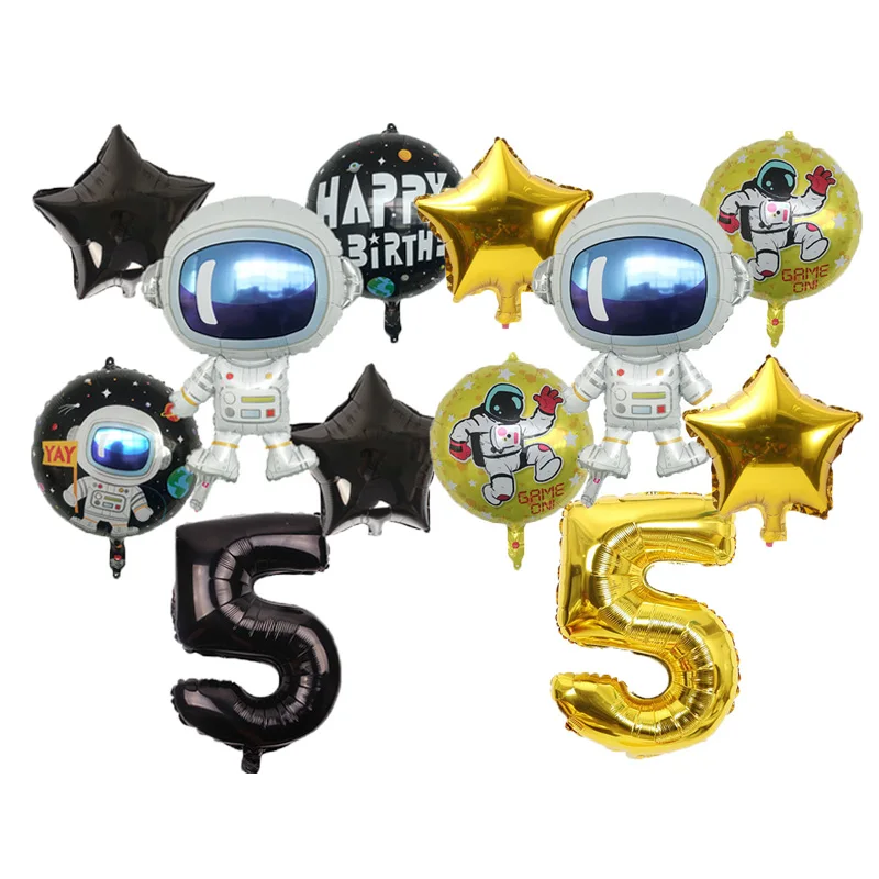 

6pcs 32 inch number balloons gold black spaceman set balloon children's toy birthday party decorations kids astronaut ballon