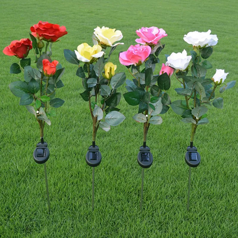 2019 New LED Rose Flower Solar LED Light Garden Yard Lawn NightLight Lamp Landscape Garden Home Decoration Lights