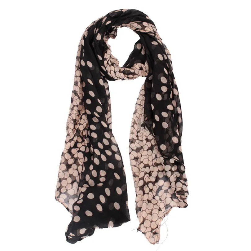 2 цвета Dot печати зимний шарф для женщин базовые шали и шарфы для Sciarpa Cachecol Bufanda - Цвет: Черный