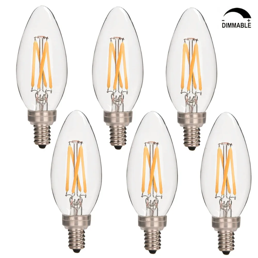 Candelabra LED Filament Bulbs Dimmable 40W Equivalent ...