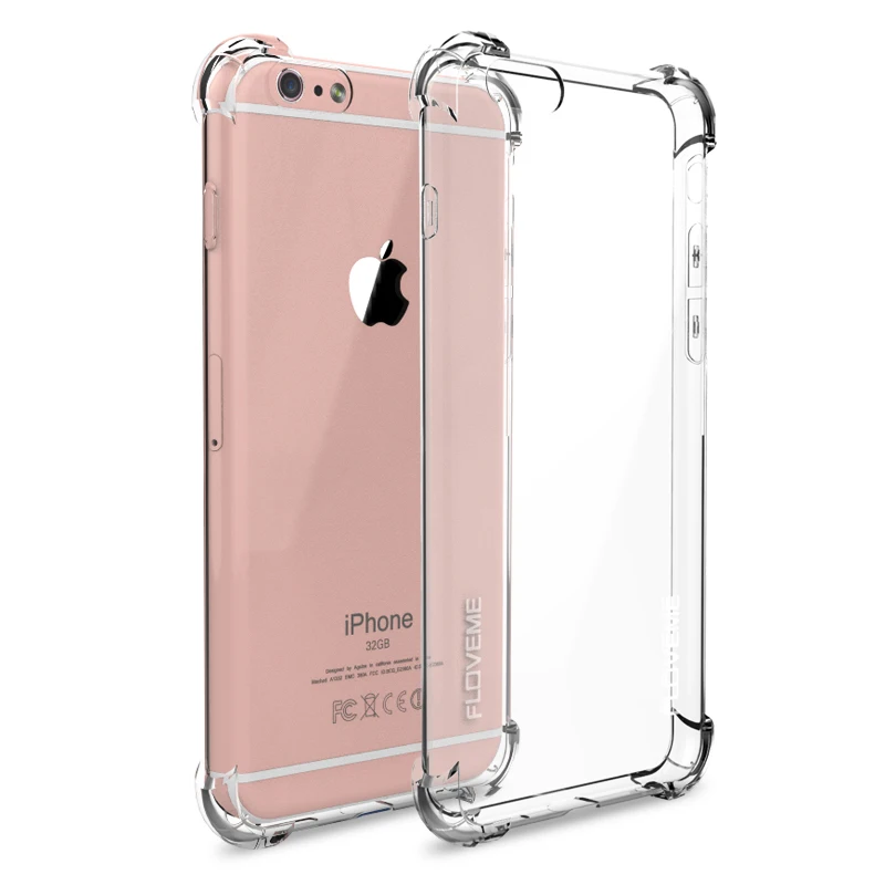  FLOVEME Super Anti-knock Silicon Case for iPhone 6 /6S /Plus for iPhone 7 /7 Plus Case TPU Transparent Clear Cover Full Protect 