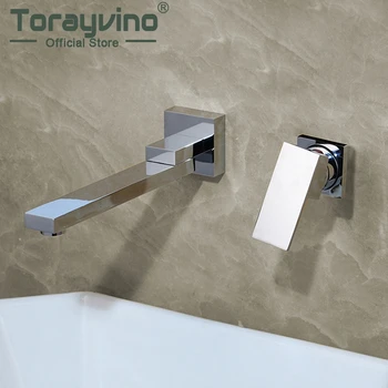 

Wall Mounted Basin Faucet Single Handle Bathroom Mixer Tap Hot Cold Sink Faucet Rotation Spout Bathtub Shower Faucet