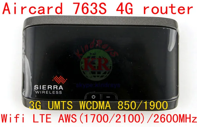 

Unlocked Aircard 763S Sierra WirelessWIFI LTE 4G AWS(1700/2100)/2600MHz 3G GSM Mobile Broadband Router PK 754S 760S