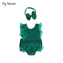 Новые Симпатичные для маленьких девочек Плавание одежда Одна деталь с повязкой на голову, детский купальник для девочек Плавание одежда для детей девочек с низким вырезом на спине, бикини с завязками G79