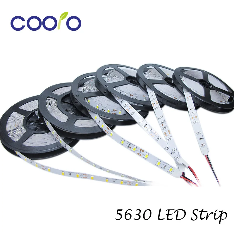 

5630 LED strip flexible light DC 12V Non-Waterproof 60led/m white warmwhite red blue green cold white 5m/lot, home decoration