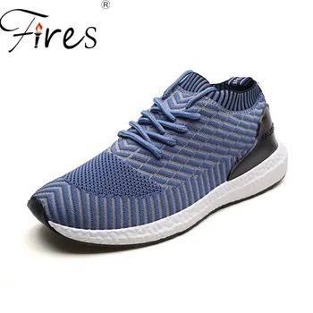 

Fires Breathable Summer Sneakers for Men Flyknit Mens Sneakers Lace Up Sports Man Shoes Outdoor Damping Atheltic Big Size