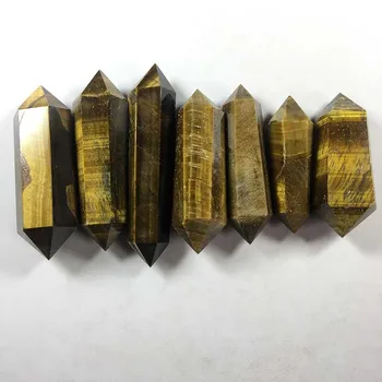 

Top qualita natural tiger eye double points tiger eye crystal prisms for sale MJP