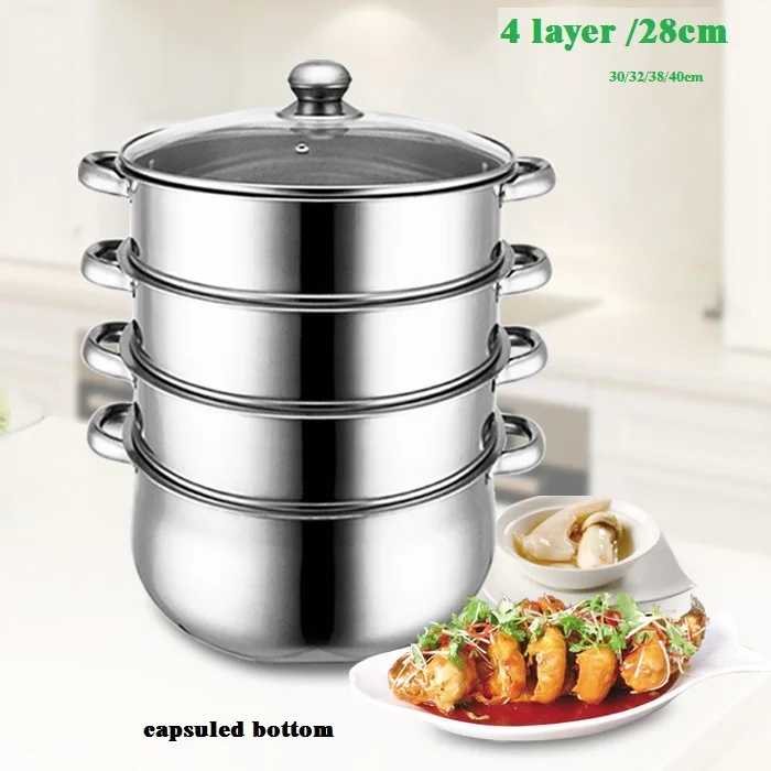 Пароварка из нержавеющей стали 4 уровня 28 см/30/32/38/40 см|steamer pot|cooking steamer potstainless pot |