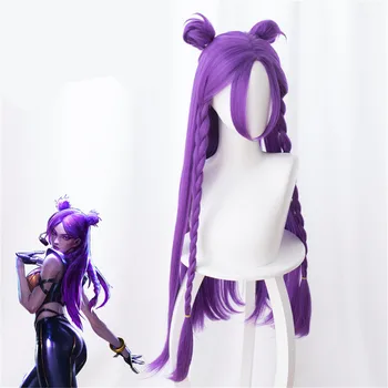 

Game LOL KDA Kaisa Cosplay Wig Girl Heat Resistant Cosplay Purple Wig 80cm Synthetic Hair Halloween Cosplay
