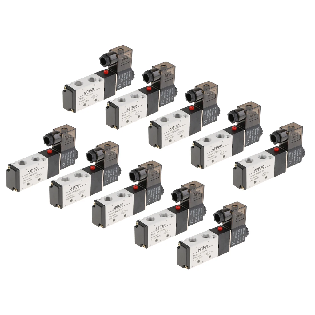 10pcs/lot 4V210-08 Solenoid Valve 5 Way 2 Position Pneumatic Air-Operated 1/4 BSPT 24V
