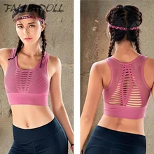 FALLINDOLL, женский бюстгальтер для йоги, с выемкой, ударопрочный, спортивный бюстгальтер, сетчатый, на спине, топы для тренировок, для спортзала, фитнеса, бега, бюстгальтер, спортивный бюстгальтер