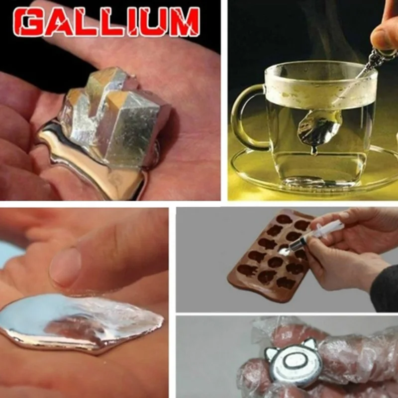 Online 99,99% di Purezza 50g Gallio Metallo Elemento 31, basso Punto di Fusione del Metallo Educational Fai Da Te Giocattolo Magico Raffinato In Mano Magia 29.76