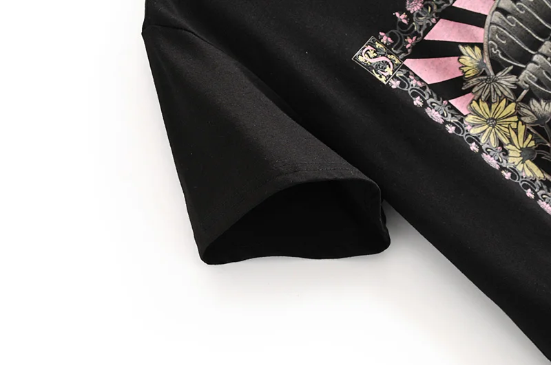 Boho винтажный шикарный женский хлопковый топ happie с круглым вырезом, футболки с рисунком розы, женские футболки с коротким рукавом, большие размеры