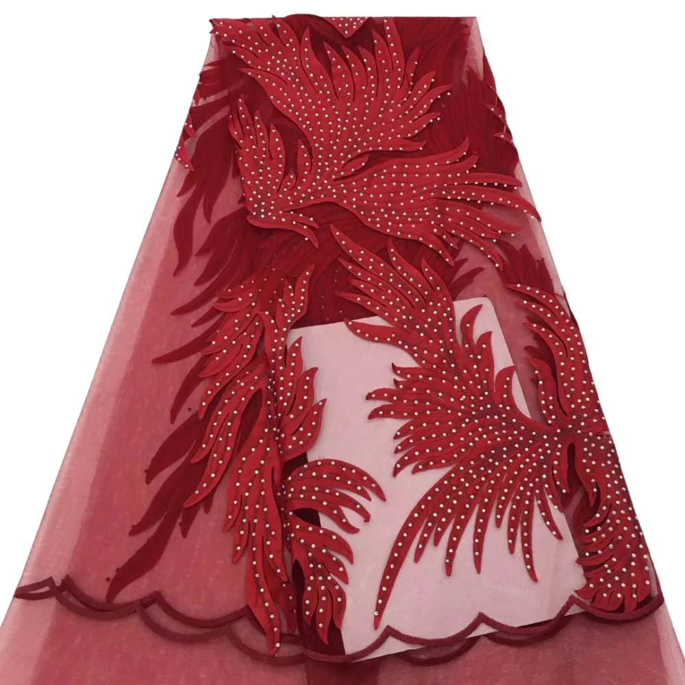 

2018 Latest Nigerian Laces Fabrics With Beaded Stones African Laces Fabric Wedding African French Tulle Lace JJH67