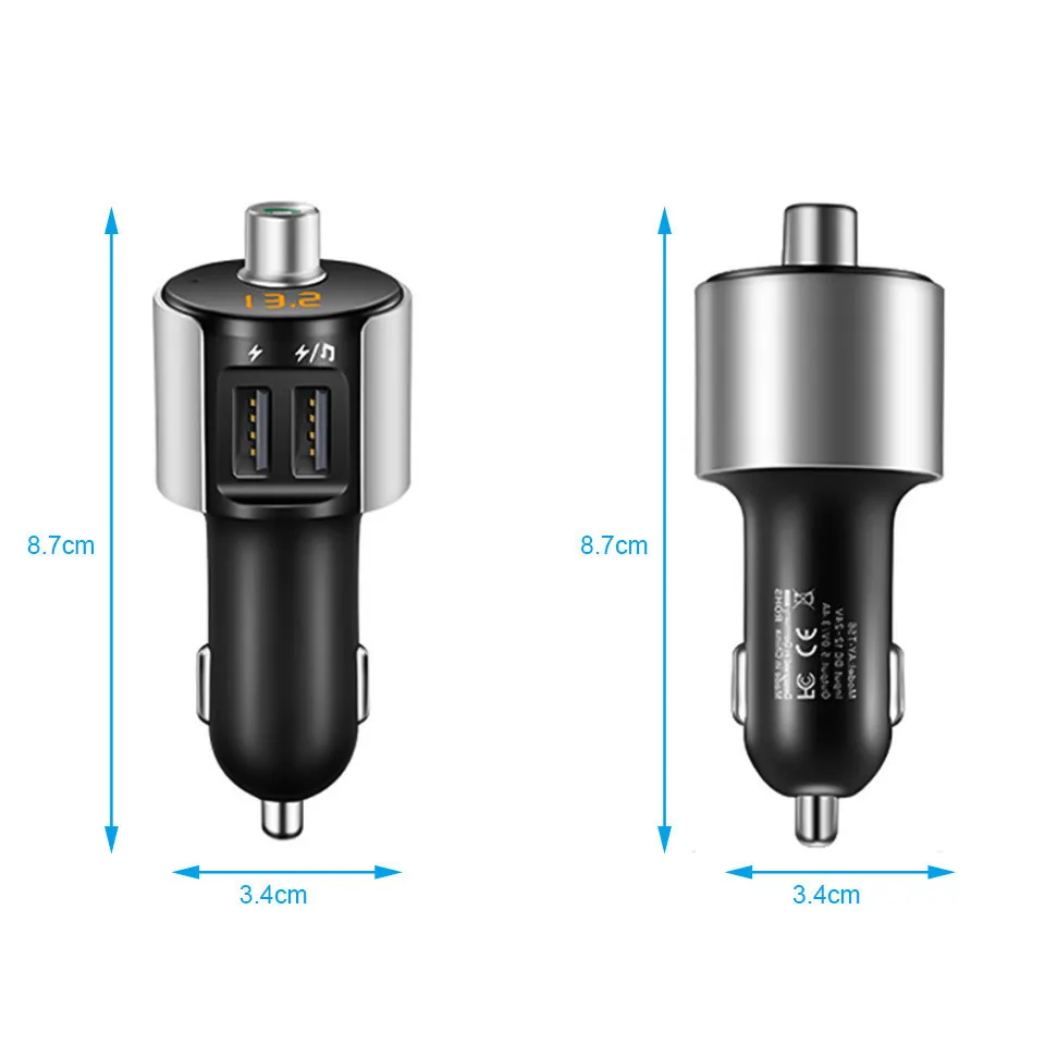 Cunymagos Wireless Bluetooth FM Transmitter Modulator Car Radio Adapter Car MP3 Player 3.4A Dual USB Car Charger Handsfree Car Kit (1)