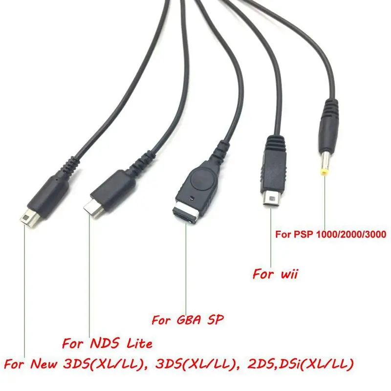 2 шт. 5 в 1 USB игровой зарядный кабель для нового 3DS XL LL 2DS GBA SP/psp 1000 2000 3000 Кабель