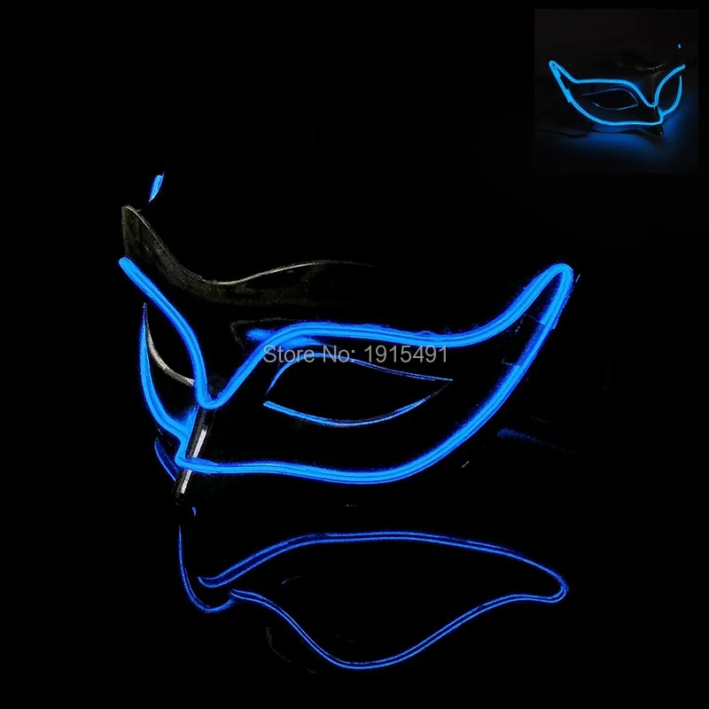 Высокое качество блестящий неоновая электрическая проволока мультфильм Форма новая светящаяся маска светодиодный свет лиса маска Зорро