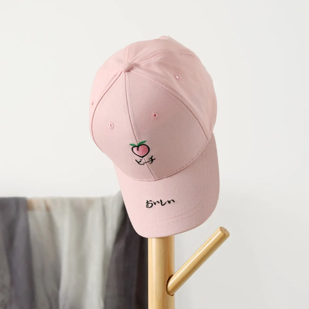 

2019 Baseball Cap Women Rapper Hip Hop Cap Embroidery Fruit Peach Dad Hat Men Casual Cotton Snapback Unisex Hats bone gorras