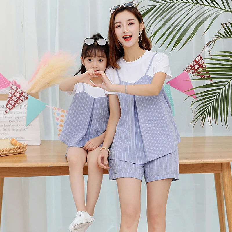 Baju Keluarga Yang Cocok Celana Baju Anak Perempuan Ibu Baju Ibu Dan Saya Desain Terbaru Baju Keluarga Setelan Bergaris Keluarga Pencocokan Pakaian Aliexpress