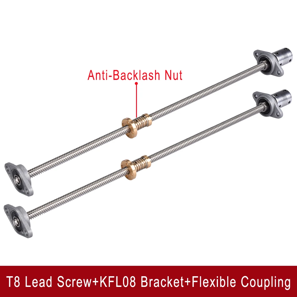 T8 ходовой винт 8 мм 300/350/350/380/400/500 мм+ защита от люфта гайка+ KFL08 кронштейн подшипника+ Гибкие Муфты дисиликато-3D принтер запчасти и фрезерный станок с ЧПУ
