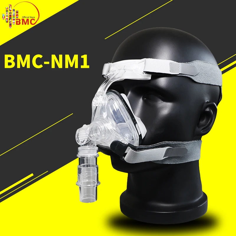 

BMC NM1 Nasal Mask For CPAP Machine Use Sleep Snoring OSAS Therapy Size SML With Belt Cushion Clips Easy Cleaning Connect Hose