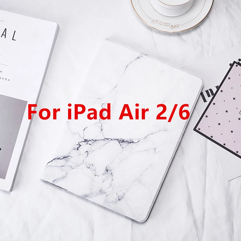 Для iPad 9,7 чехол жесткий мраморный узор планшет смарт-чехол для iPad 9,7 Air 1 2 Mini 1 2 3 4 iPad 2/3/4 Funda Capa+ ручка - Цвет: White Air 2