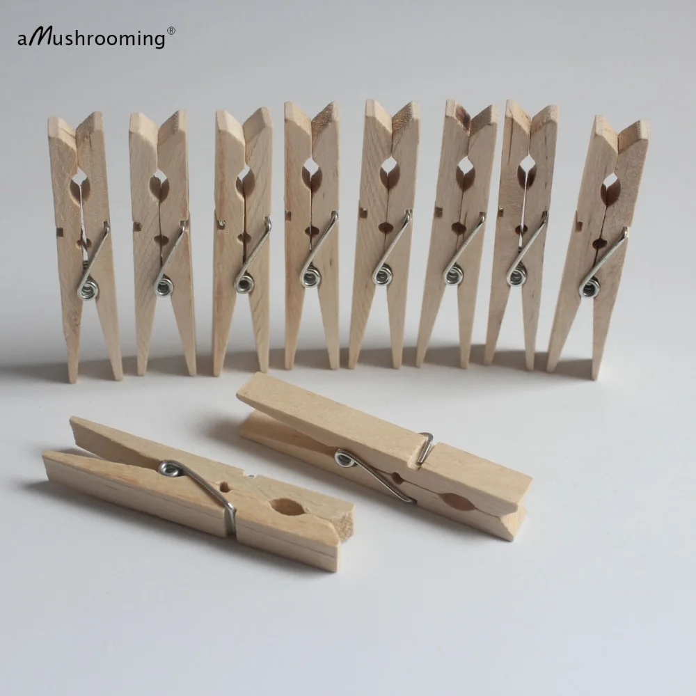 

x10 Large Natural Wooden Spring Clothespins Handmade 2.75 Inch Laundry Display Clips Craft Gift Wrap Packaging Party Supplies