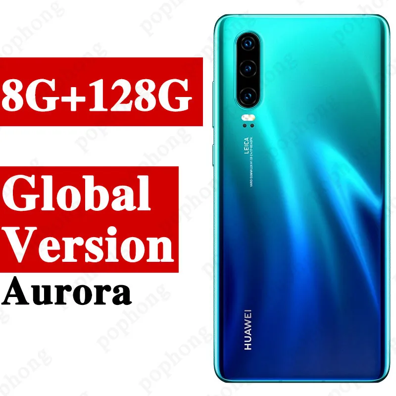 Мобильный телефон huawei P30 с глобальной версией, 6,1 дюймов, 8 Гб ОЗУ, 64 Гб ПЗУ, Поддержка карт памяти нм, OTG, две sim-карты, смартфон - Цвет: Globa 8G 128G aurora